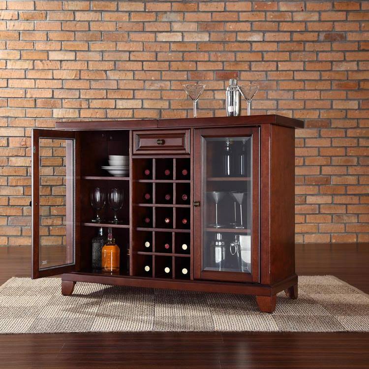 Vintage Mahogany Sliding Top Bar Cabinet Q954318