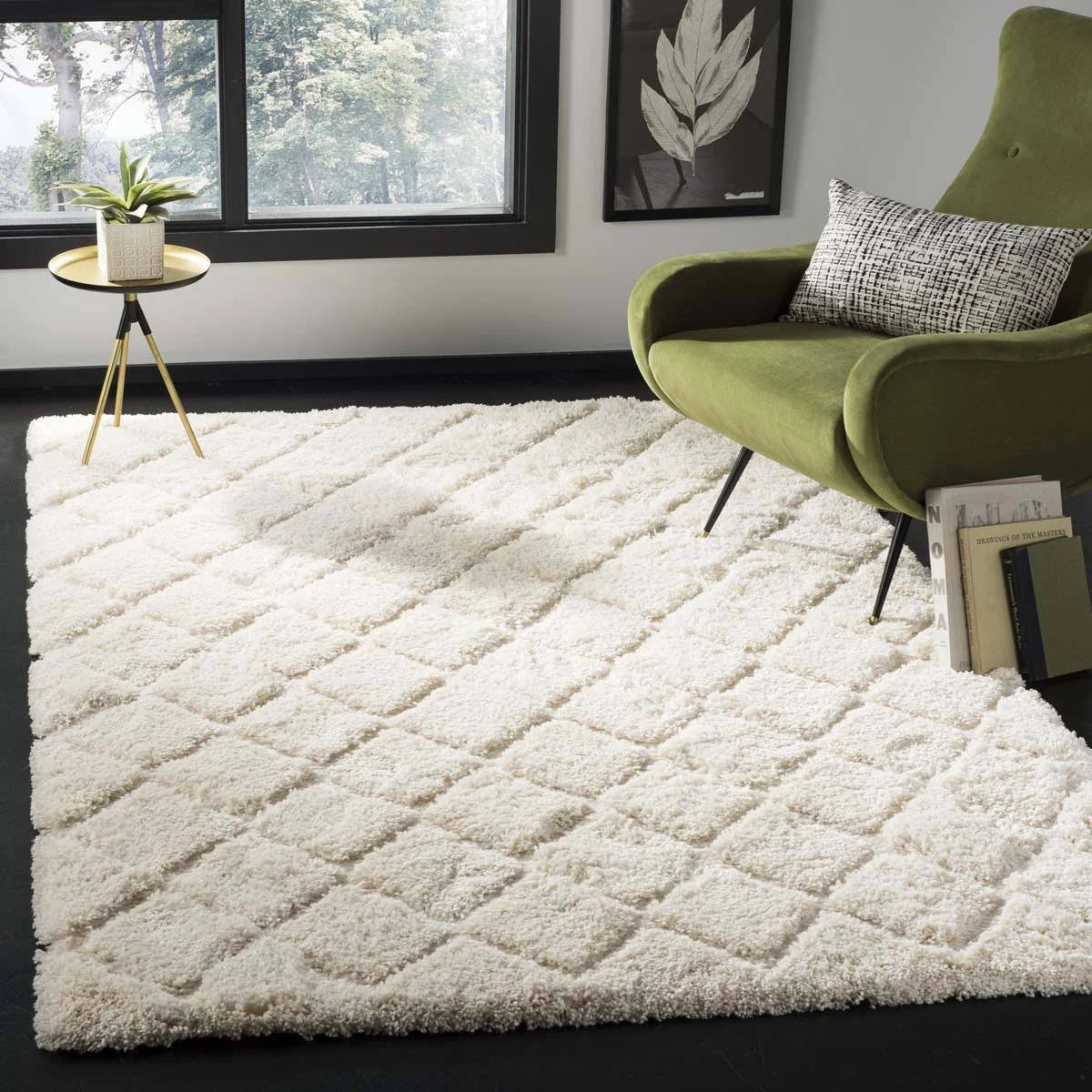 Creme Shag Square Rug J22414