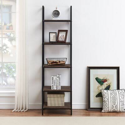 Gray Steel Ladder Bookcase Z735