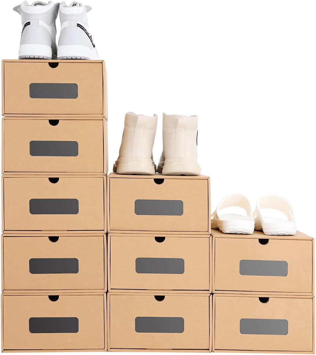 10Pcs Stackable Cardboard Shoe Box Storage Organizer H625834
