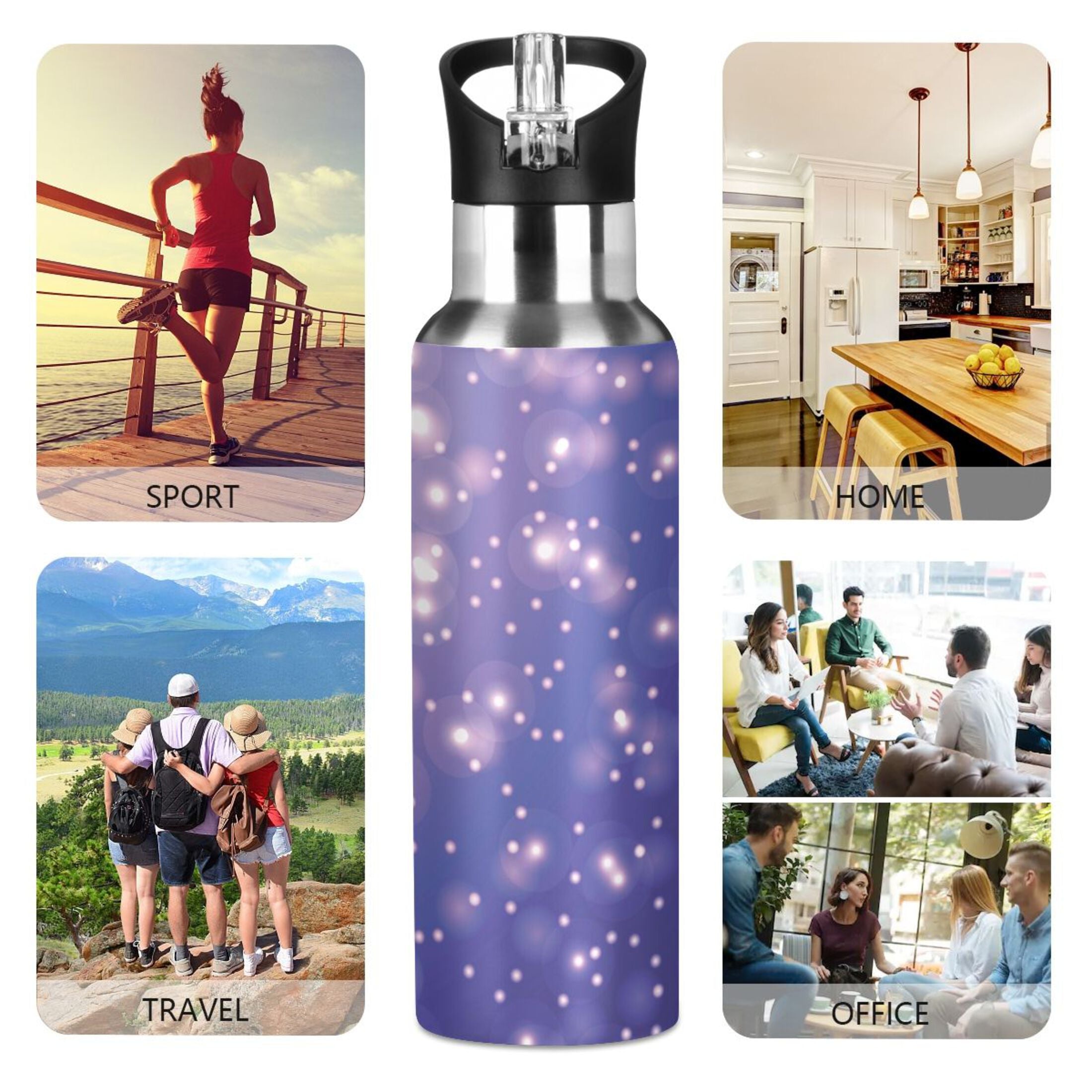 Stainless Steel Insulated Water Bottle with Straw Lid T478