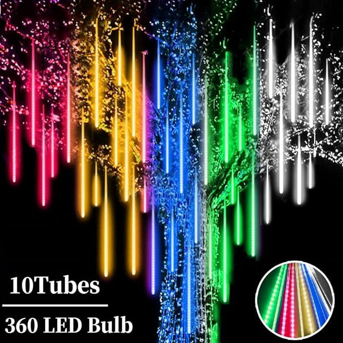 Waterproof 10 Tube 12 Inch 360 LED Meteor Shower Rain Lights S278613