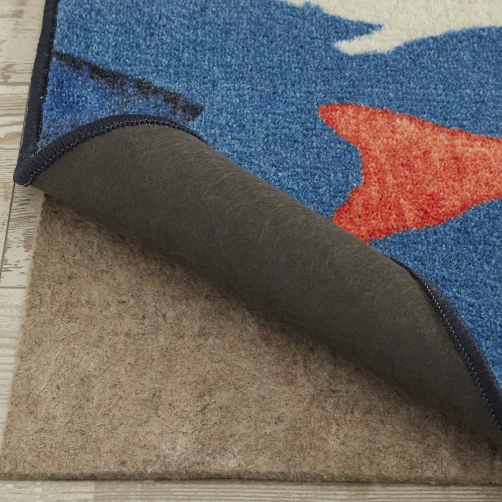 Navy Blue & Orange Precision Printed Area Rug L236