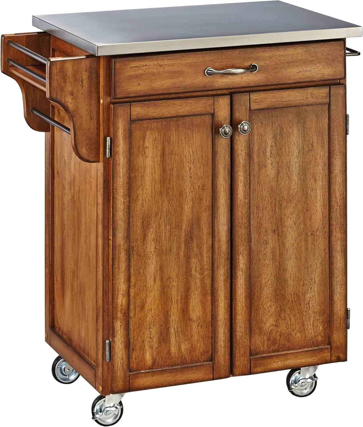 Cherry 2 Door Cabinet Kitchen Cart with Oak Top T761