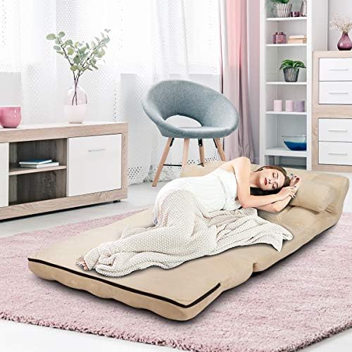Gray Fabric Sleeper Sofa Bed with 2 Pillows E709