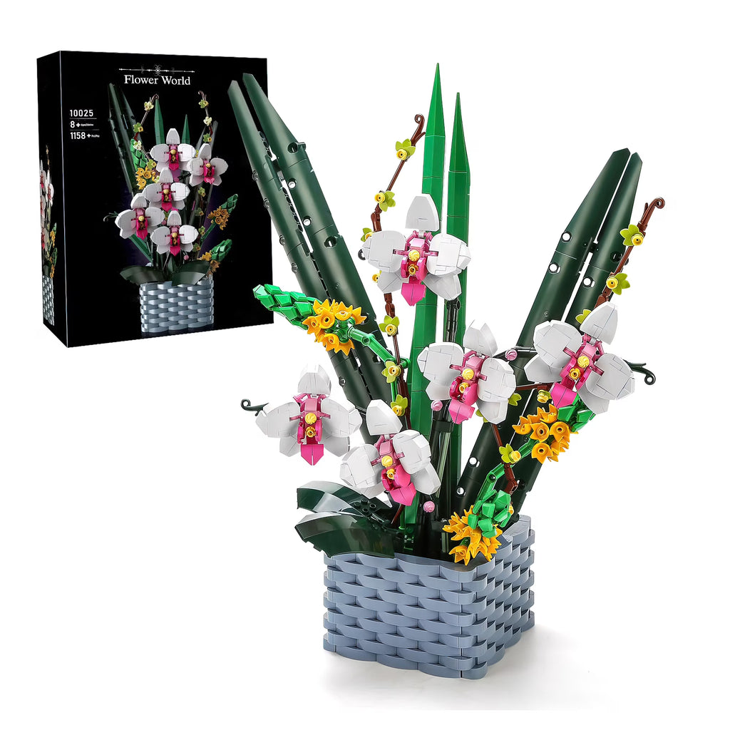 Multi Color Flower Building Block Set Orchid Bouquet Building Kit Toy V298817