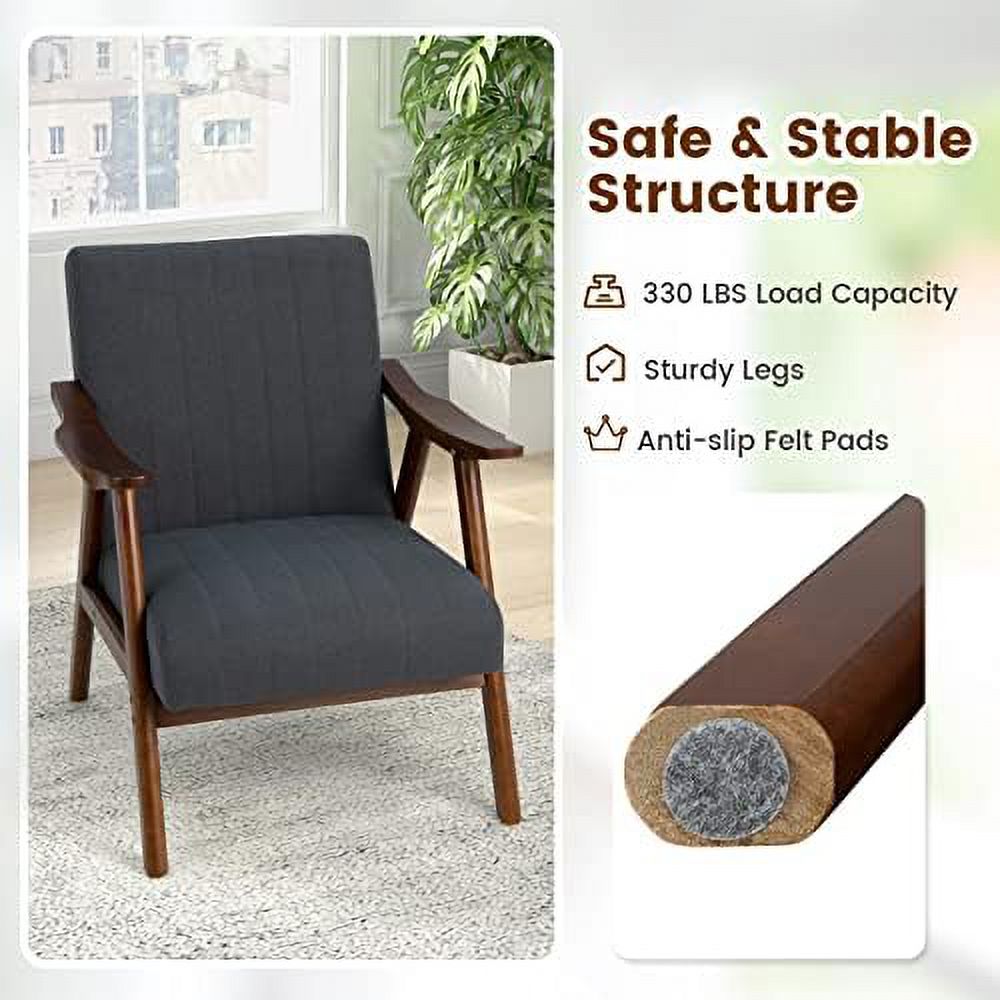 Mid-Century Modern Accent Chair Set of 2 Upholstered Lounge Chair with Arms Wooden Frame Z919264