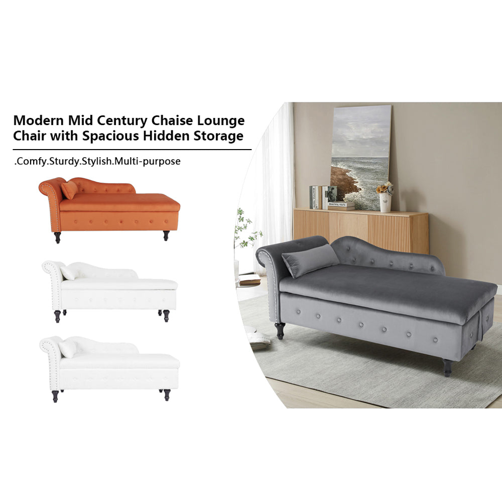 Velvet Storage Ottoman Bench with Nailhead Trim and Button Tufting Z72167