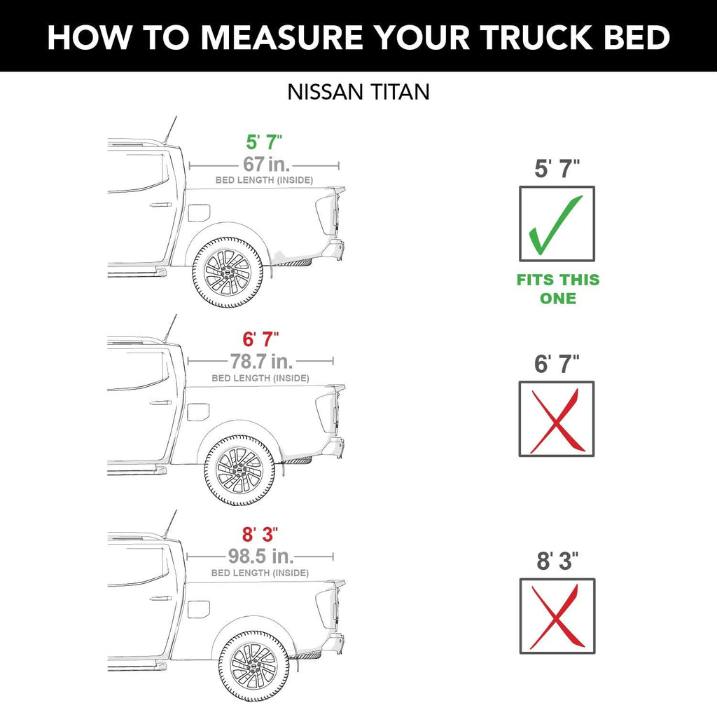 Soft Roll Up Truck Bed Tonneau Cover for Nissan Titan 5' 7" Bed U23984