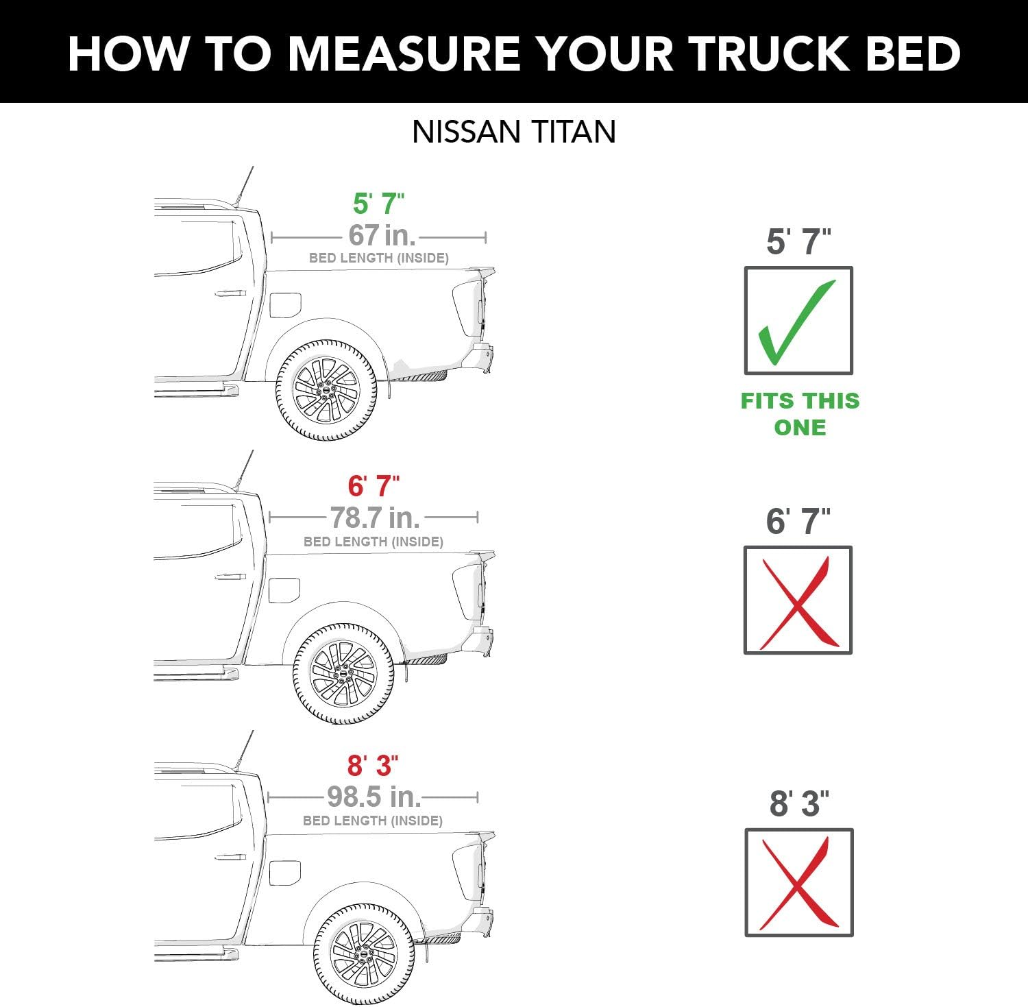 Soft Roll Up Truck Bed Tonneau Cover for Nissan Titan 5' 7" Bed U23984