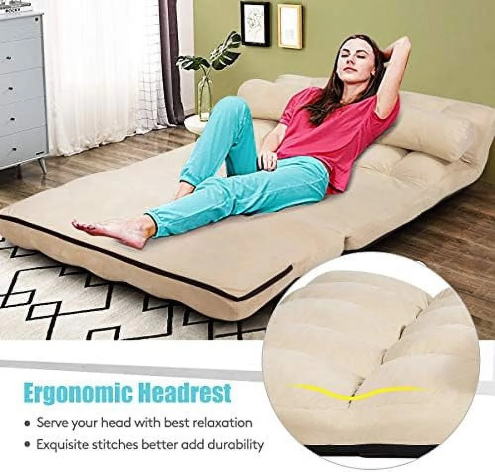 Gray Fabric Sleeper Sofa Bed with 2 Pillows E709