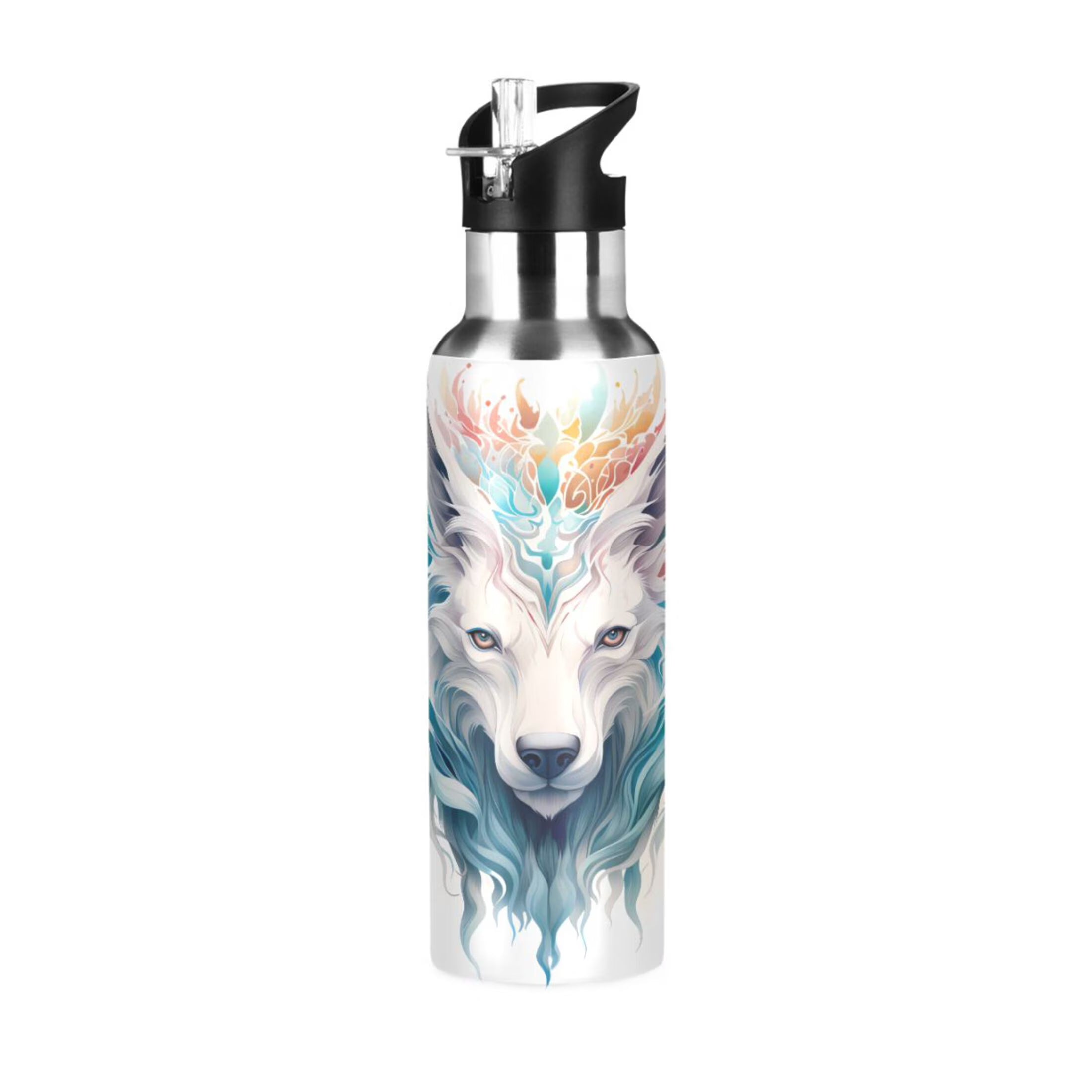Blue Stainless Steel Insulated Water Bottle with Straw Lid L3950