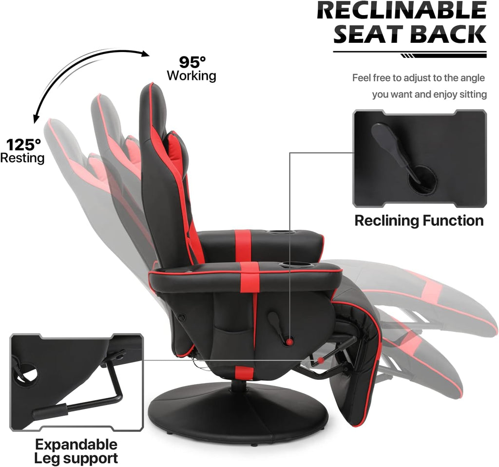Red PU Leather Gaming Recliner Chair with Speakers E897152