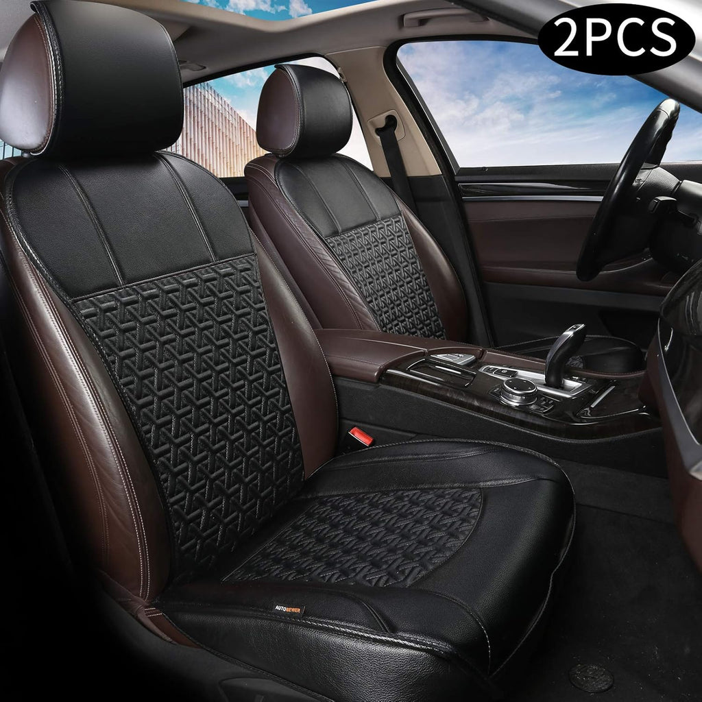 Black PU Leather 2PCS Car Seat Cover V904694