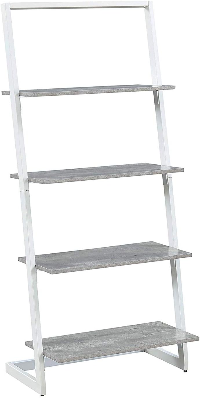Faux Birch White Frame 4 Tier Ladder Bookcase X323416