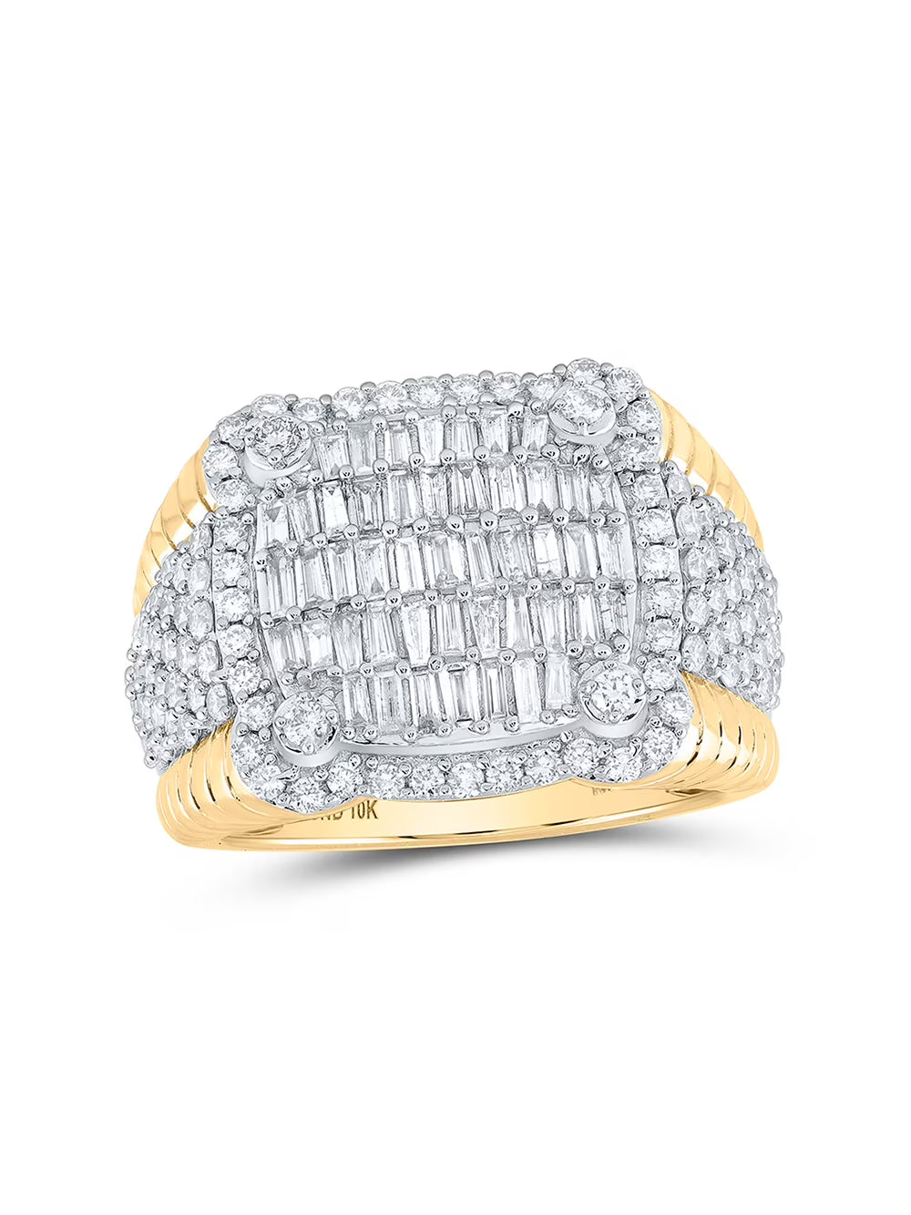10kt Yellow Gold Mens Baguette Diamond Band Ring 2-1/4 Cttw B435954