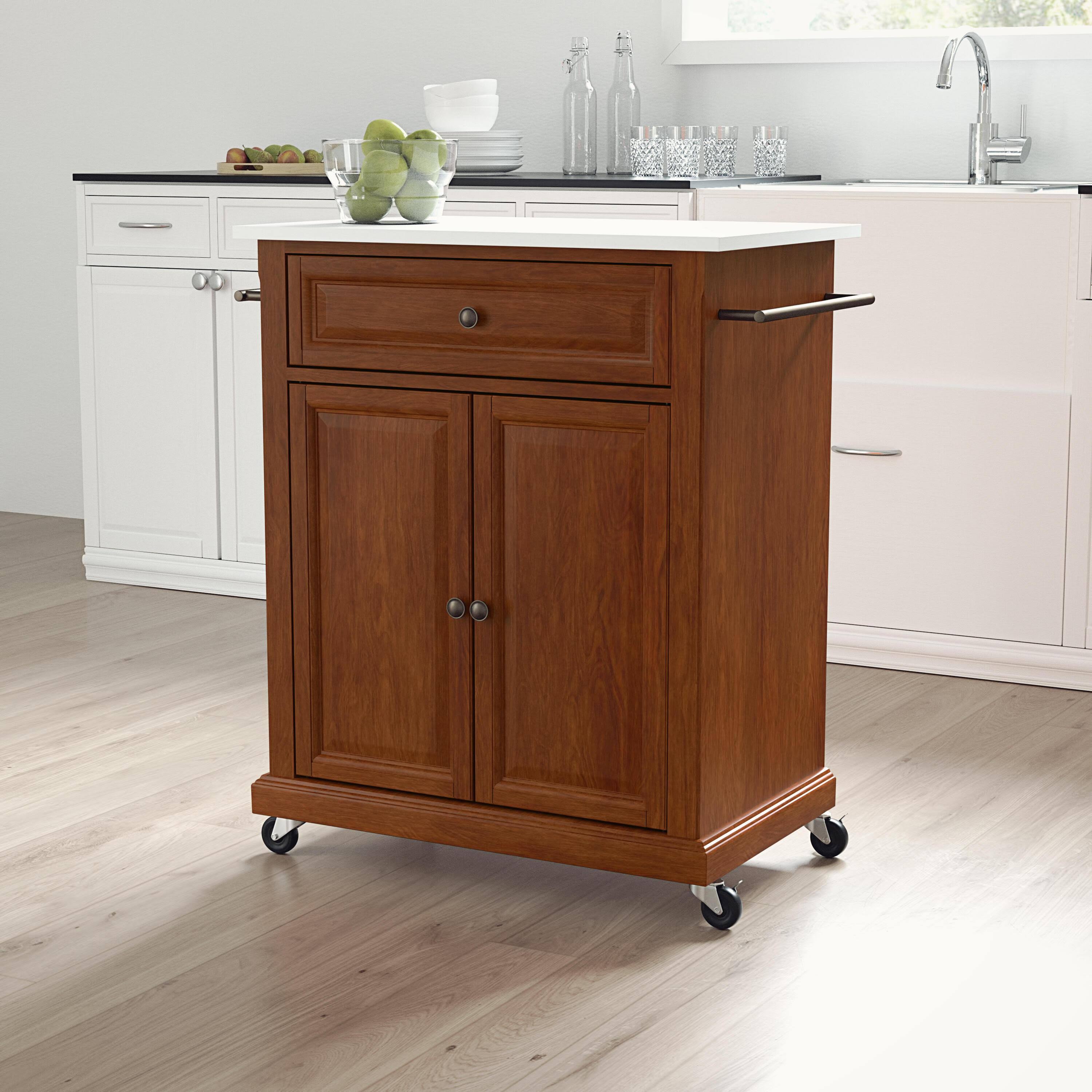 Cherry Granite Top Kitchen Cart Y846240