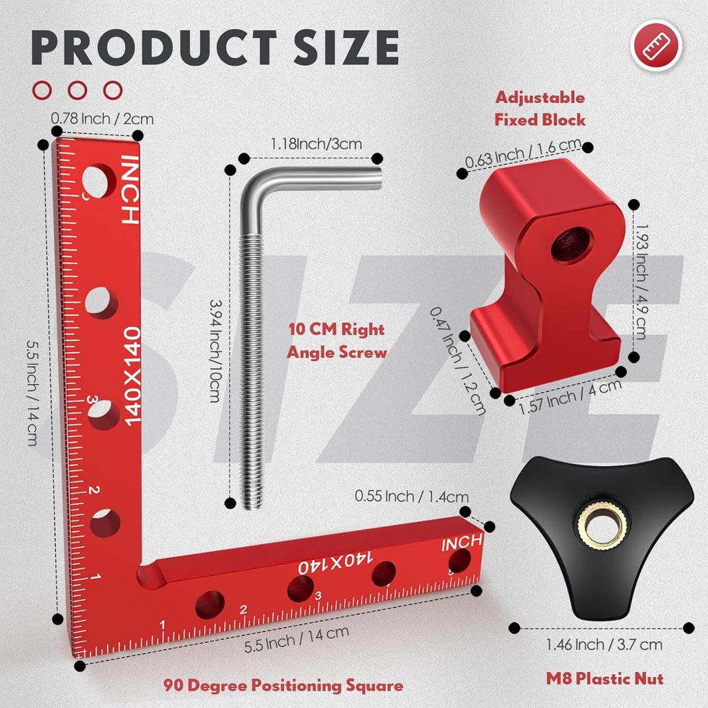 90 Degree Corner Clamp for Woodworking, 2 Aluminum Alloy Positioning Squares U3544