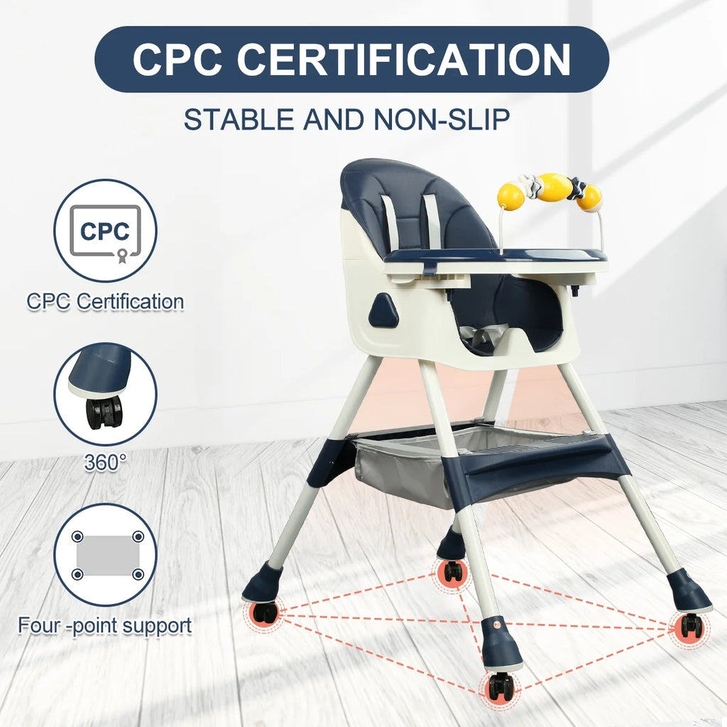 4-in-1 Baby Highchair with Five-Point Snap Button, Blue G346