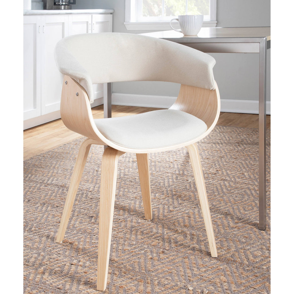 Cream Fabric Zebra Wood Dining Accent Chair S3099