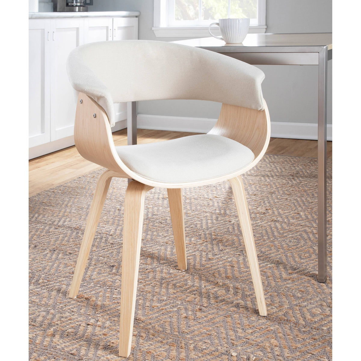 Cream Fabric Zebra Wood Dining Accent Chair S3099