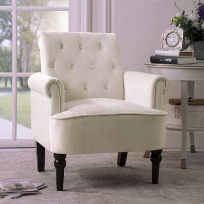 Cream Velvet Tufted Armchair S24276