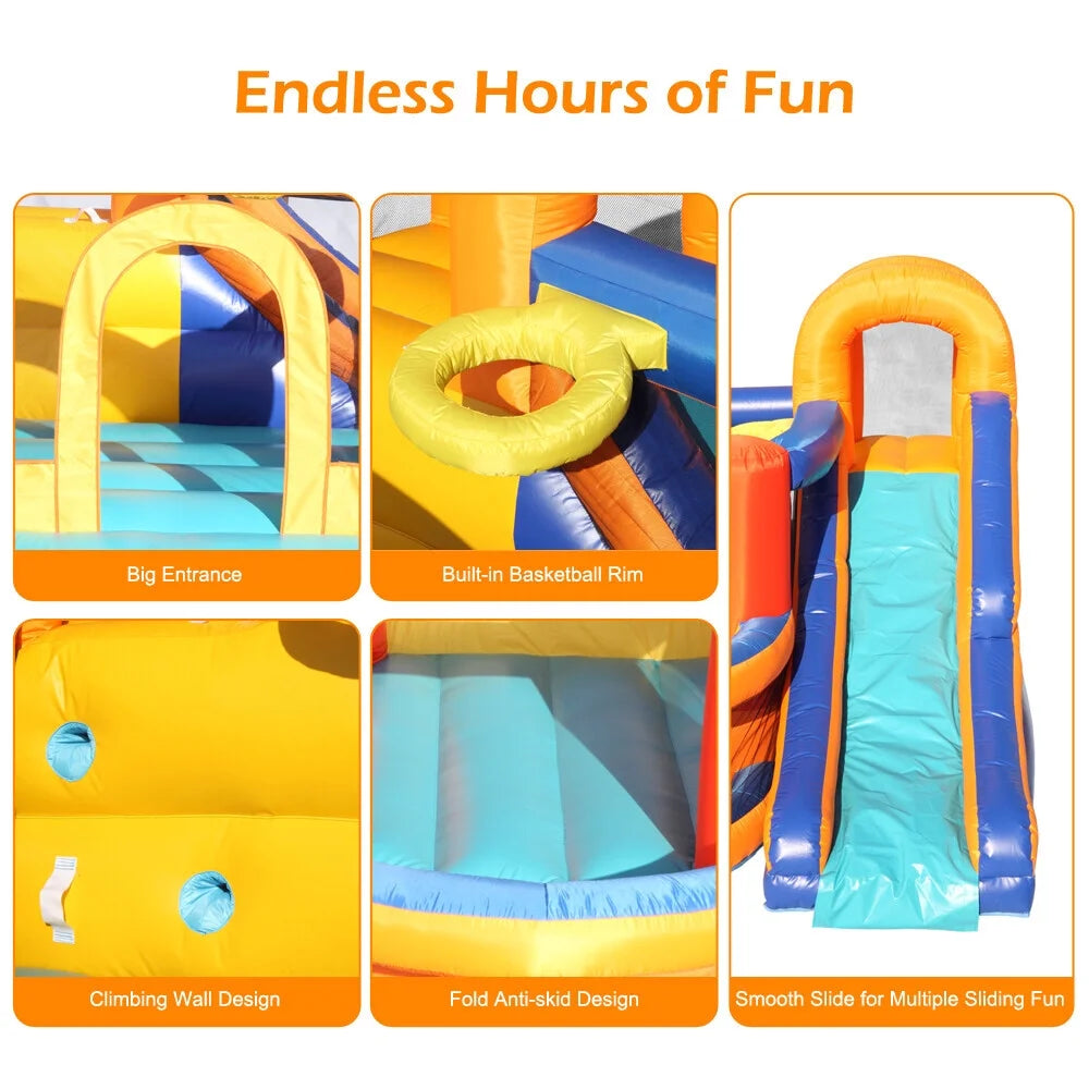 Inflatable Bounce House Slide Bouncer with Basketball Hoop, Climbing Wall M137