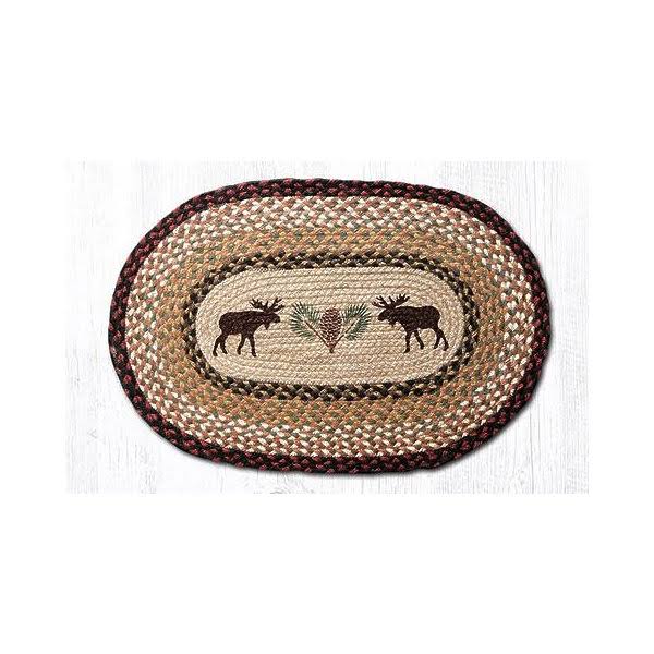 Jute Oval Moose & Pinecone Patch Rug P6692