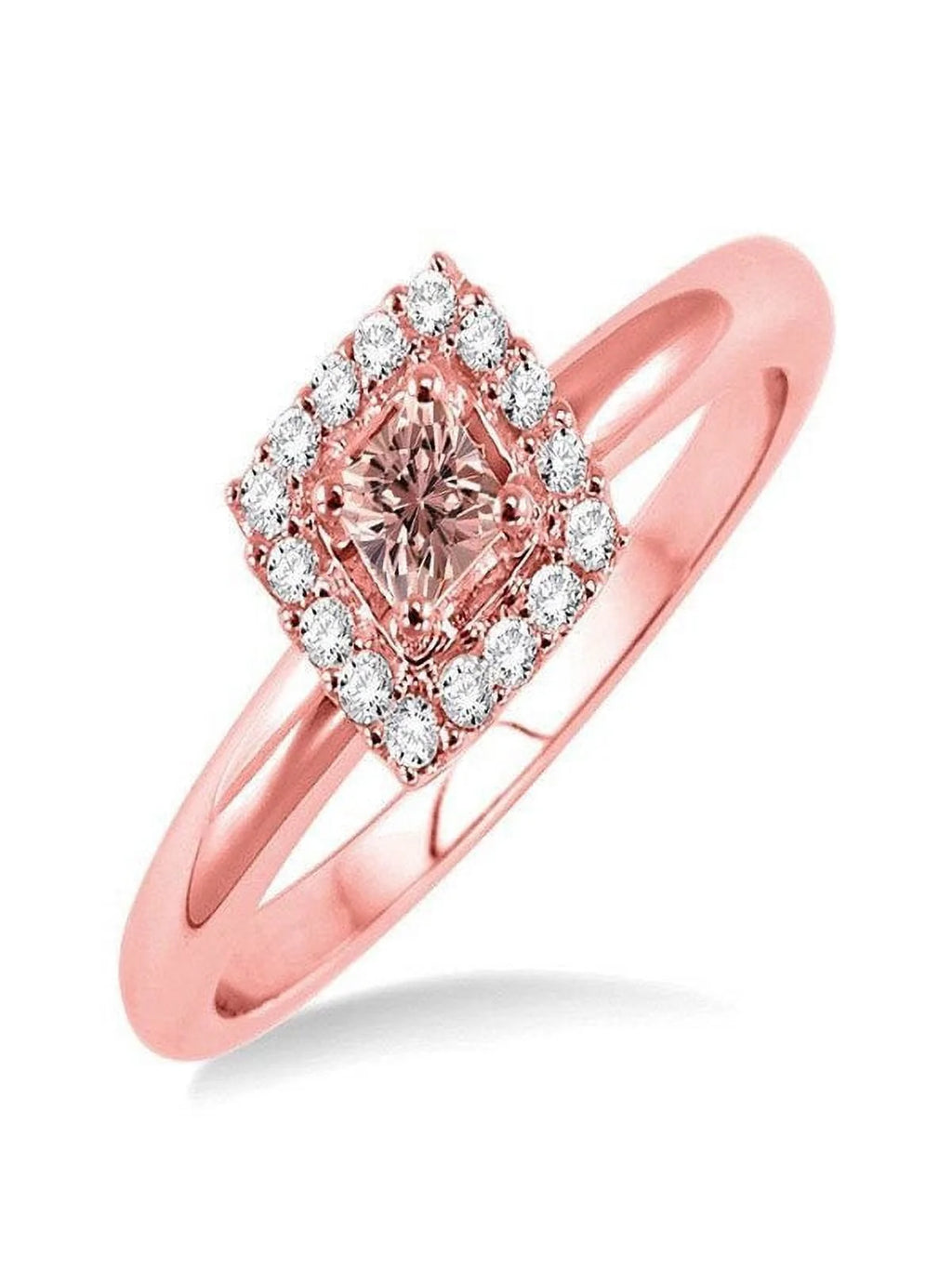 14k Rose Gold Morganite and Diamond Halo Engagement Ring X6837