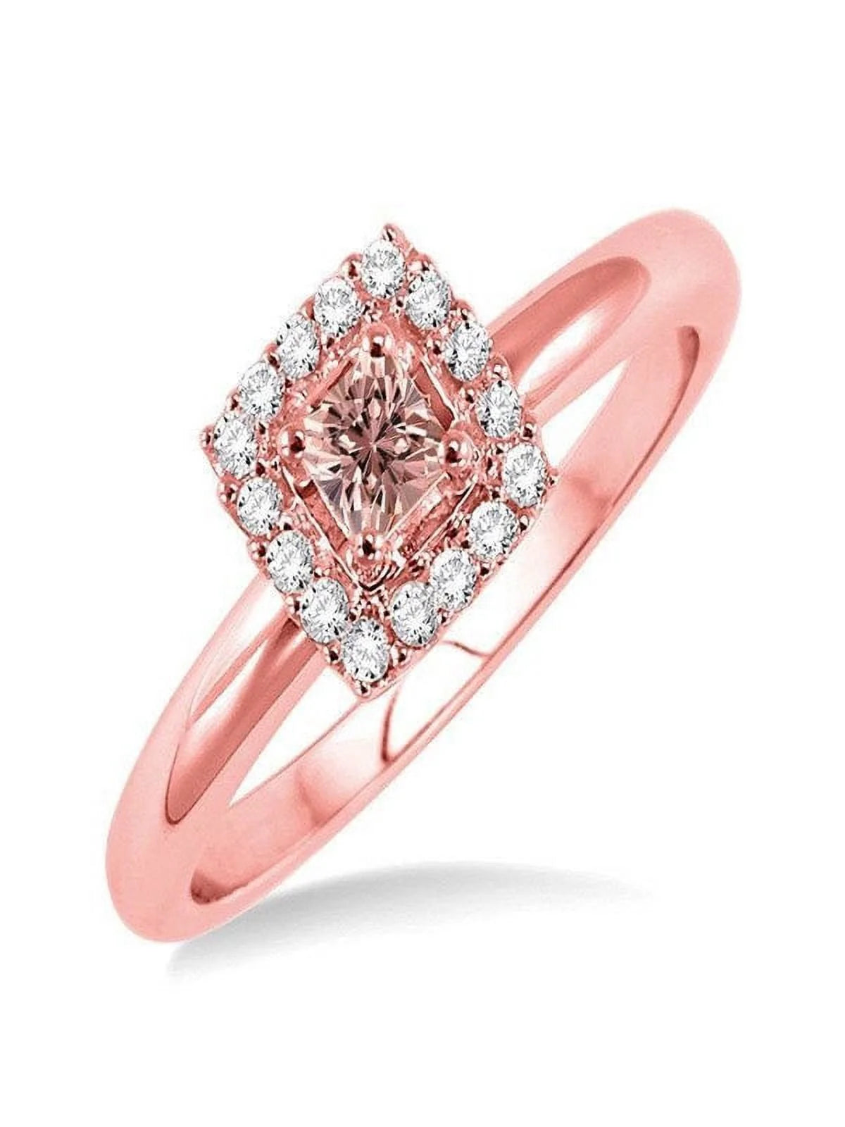 14k Rose Gold Morganite and Diamond Halo Engagement Ring X6837