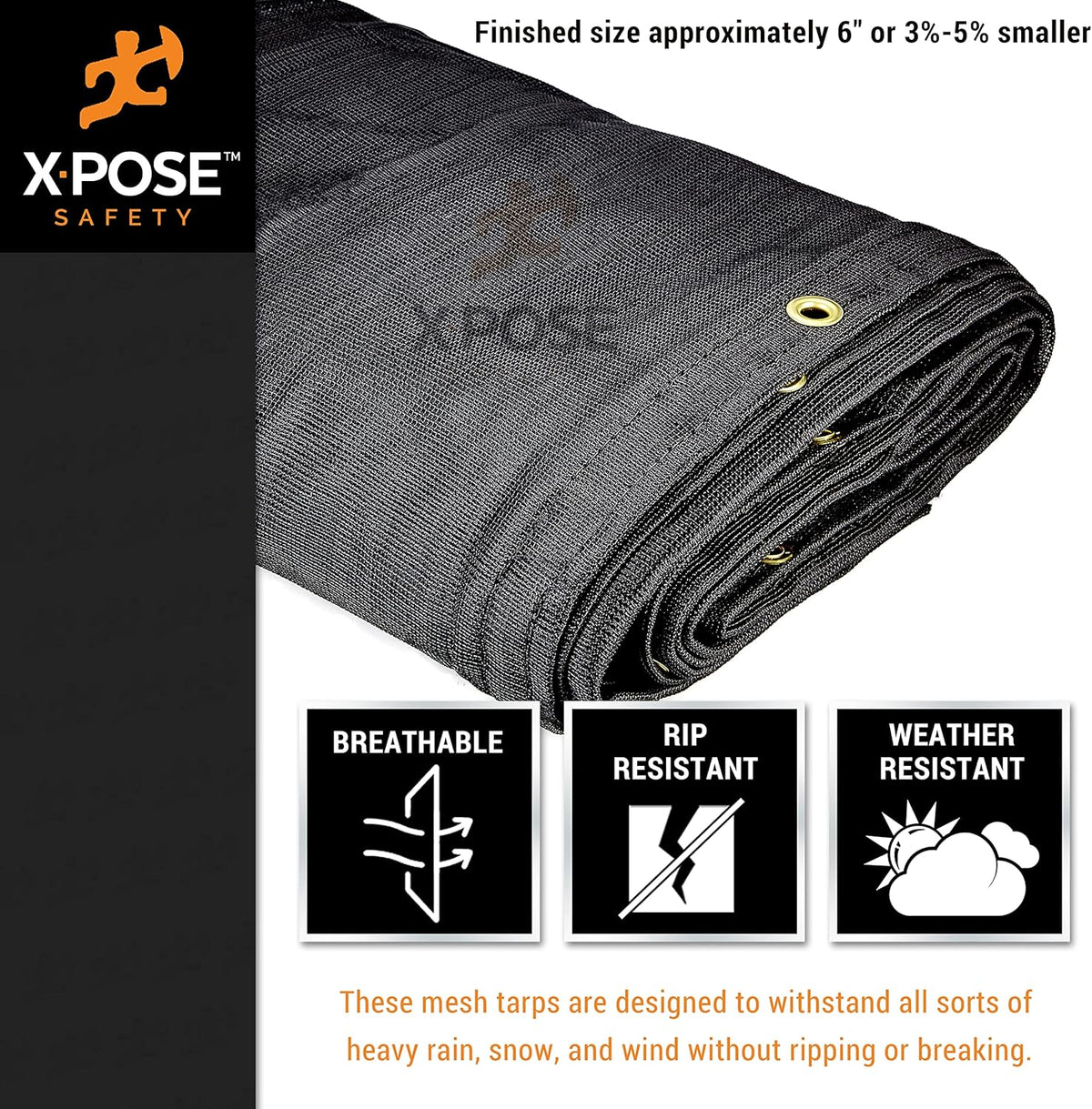 Heavy Duty Mesh Tarp 10’ x 12’ Black Protective Cover S48666