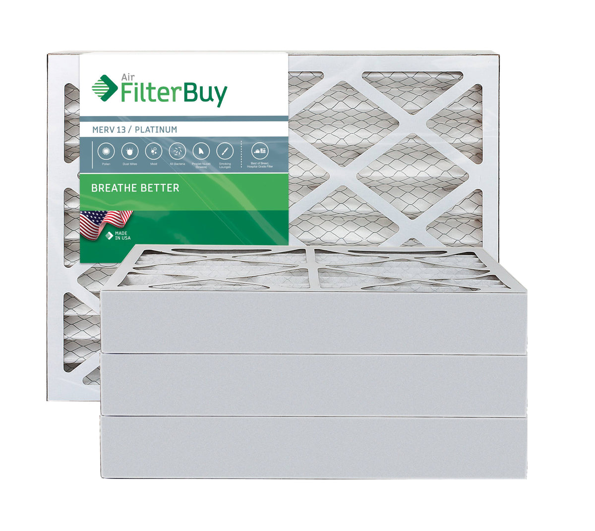MERV 13 18x24x4 Pleated AC Furnace Air Filter, Pack of 4 S351