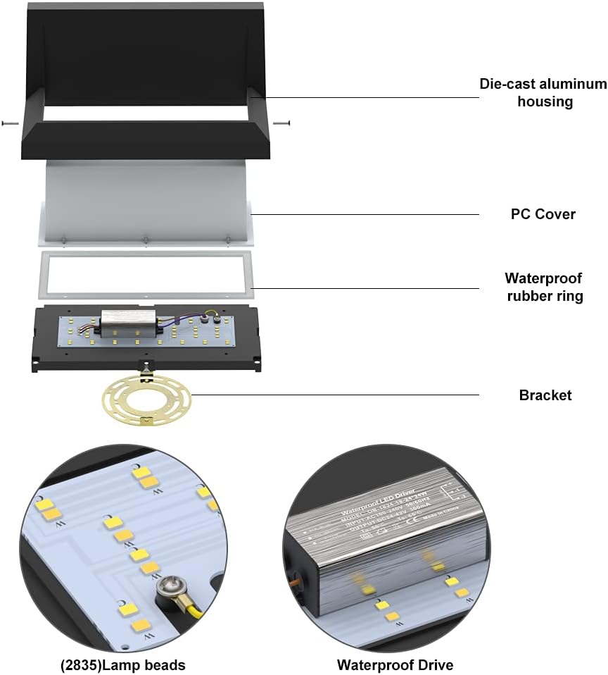Modern LED Sconce Outdoor Wall Light, 3 Colors 24 Watts E337123