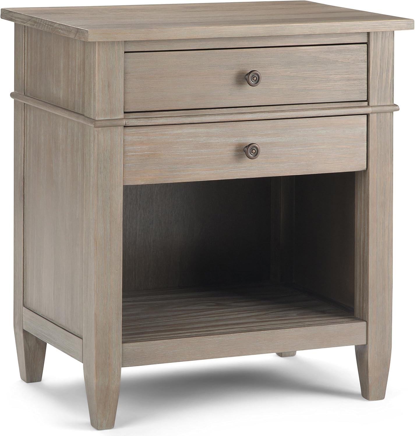 White Solid Wood 2 Drawer Night Stand with Shelf F9979