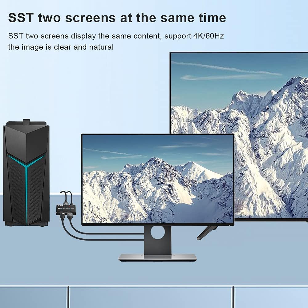 DisplayPort HDMI Splitter 8K MST SST 1In 2Out Directional DP 1.4 Converter Switch I58394