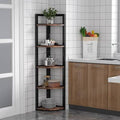 Walnut Iron Corner Bookcase V2354