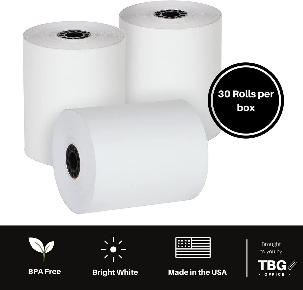 BPA Free Thermal Paper Rolls for POS Systems (1 Case - 30 Rolls) C111646
