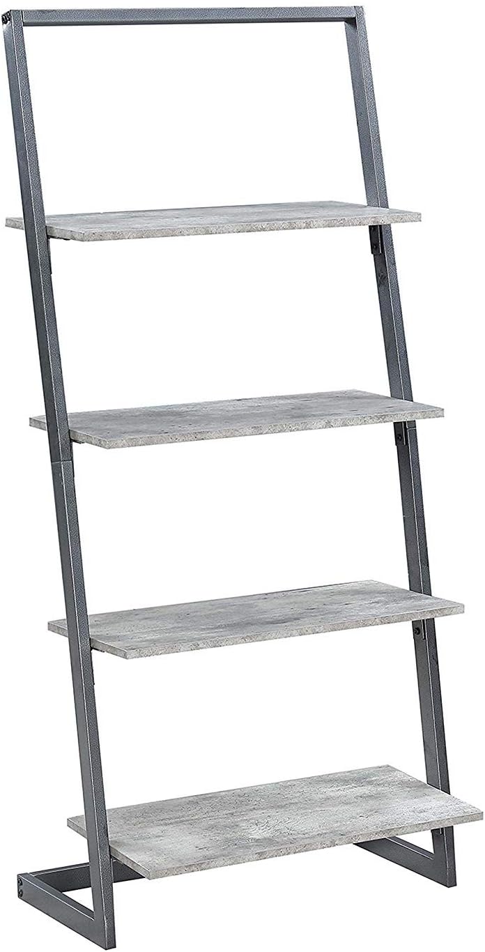 Faux Birch White Frame 4 Tier Ladder Bookcase X323416
