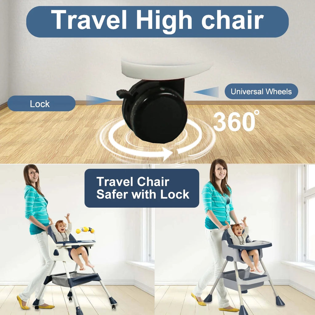 4-in-1 Baby Highchair with Five-Point Snap Button, Blue G346