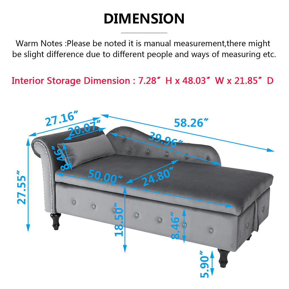 Velvet Storage Ottoman Bench with Nailhead Trim and Button Tufting Z72167