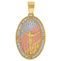 Tri color Gold CZ Cubic Zirconia Crucifix Pendant Necklace D12799