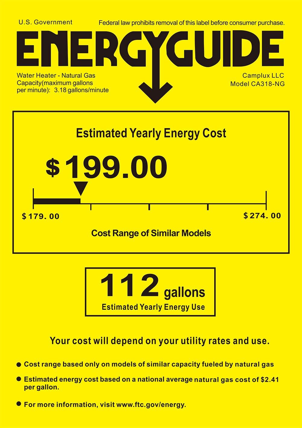 Black 3.18 GPM Propane Tankless Water Heater R351782