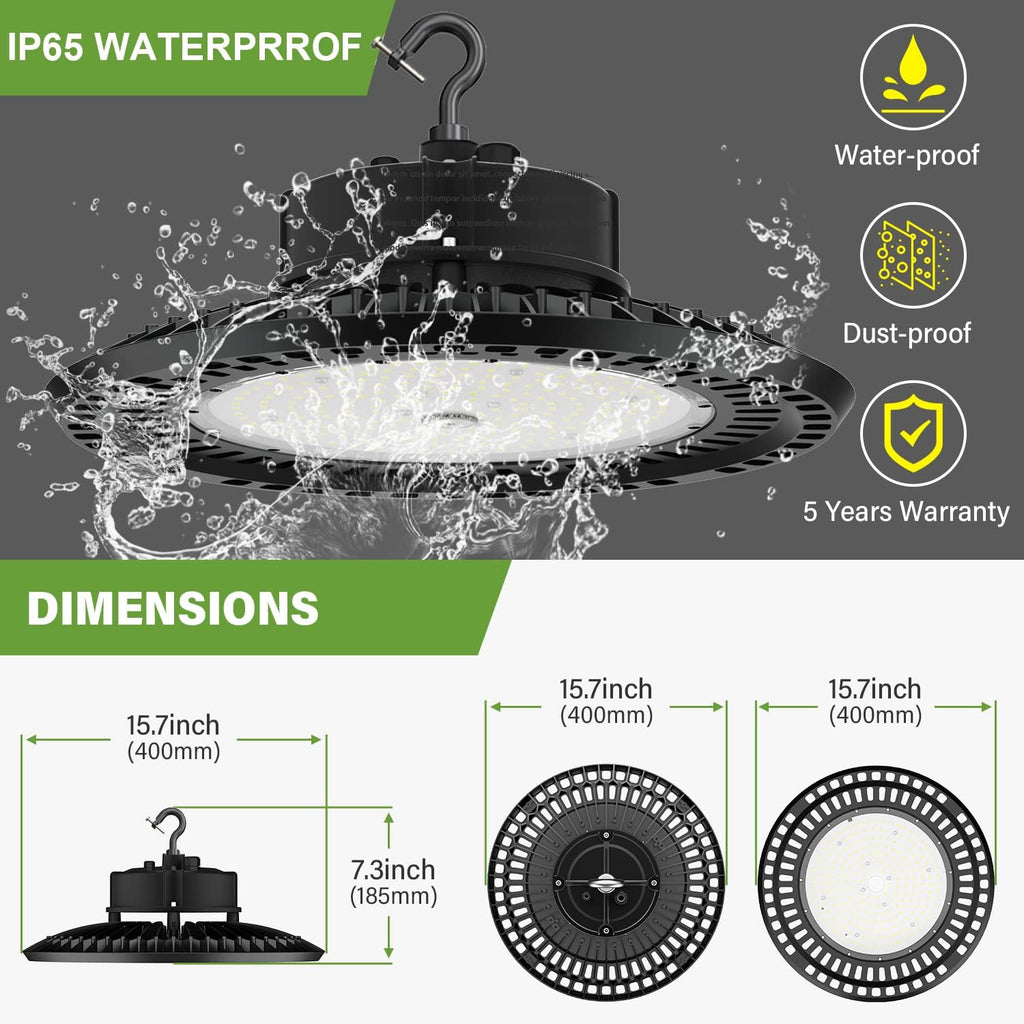 LED High Bay Light 240W UFO 5000K 36,000LM, 0-10V Dimmable, UL Certified Driver IP65, Hook Mount X184
