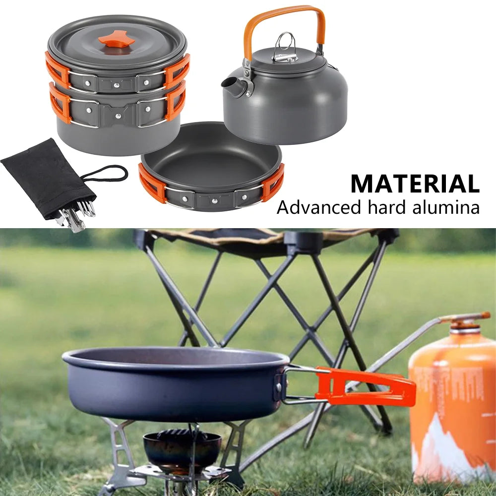 Orange Non Stick Folding Camping Cookware Set G7992