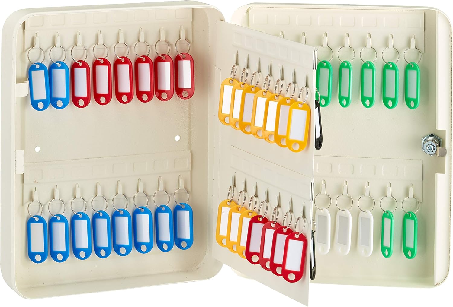 Key Cabinet with Key Lock, 60 Key Hooks & Tags, Wall Mount O483