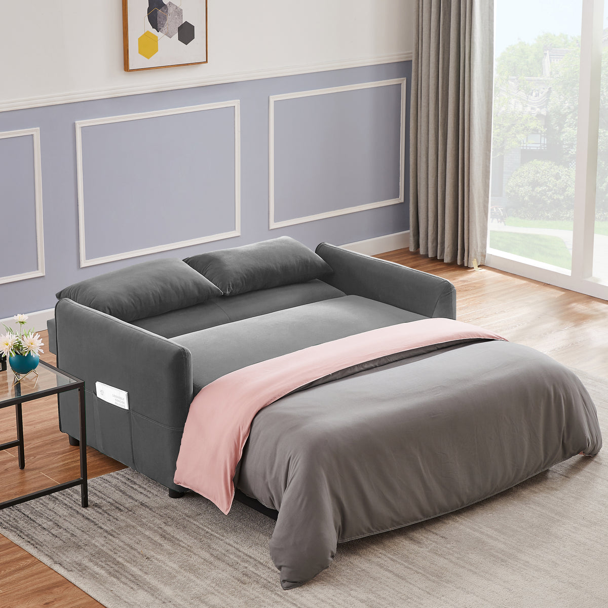 Convertible Velvet Loveseat Sofa H4445