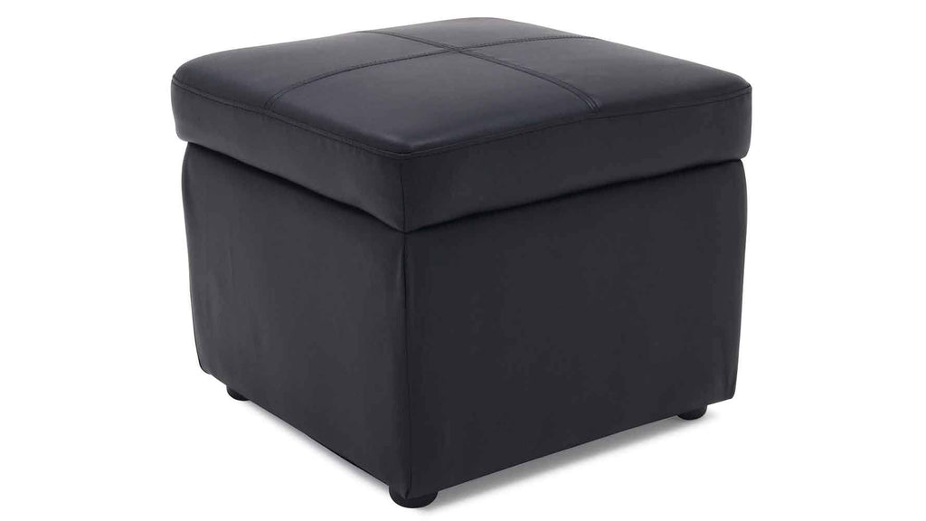 Black Leather Key Storage Ottoman U2198
