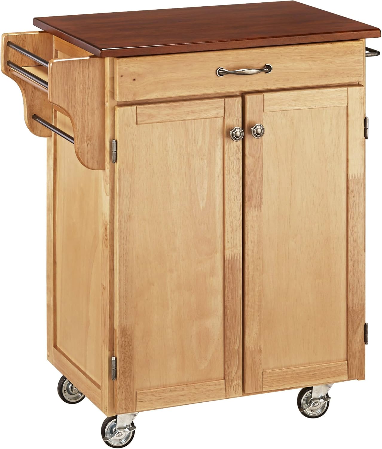 Cherry 2 Door Cabinet Kitchen Cart with Oak Top T761
