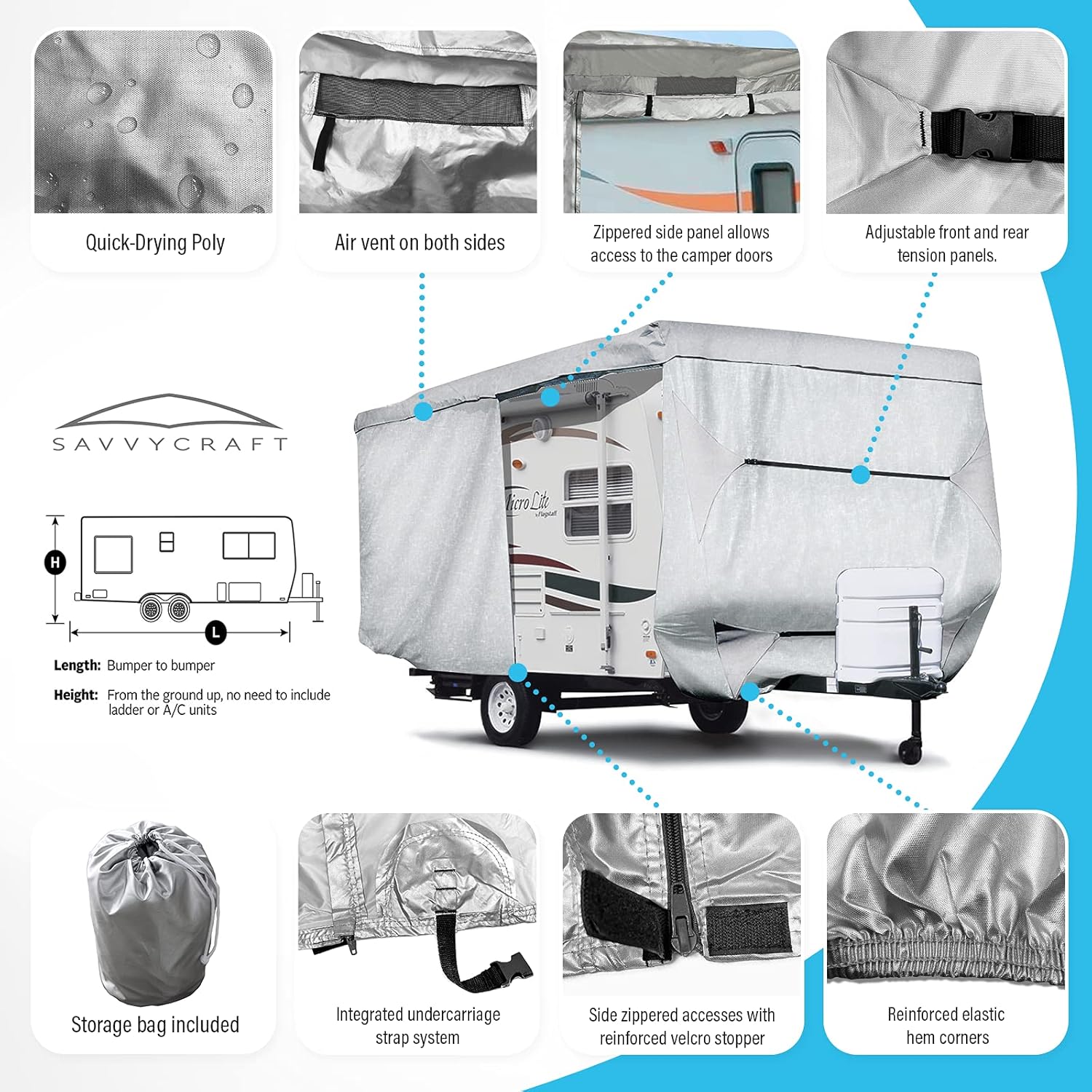 Travel Trailer RV Cover with Access Panels Fits 33'-35'L M901531