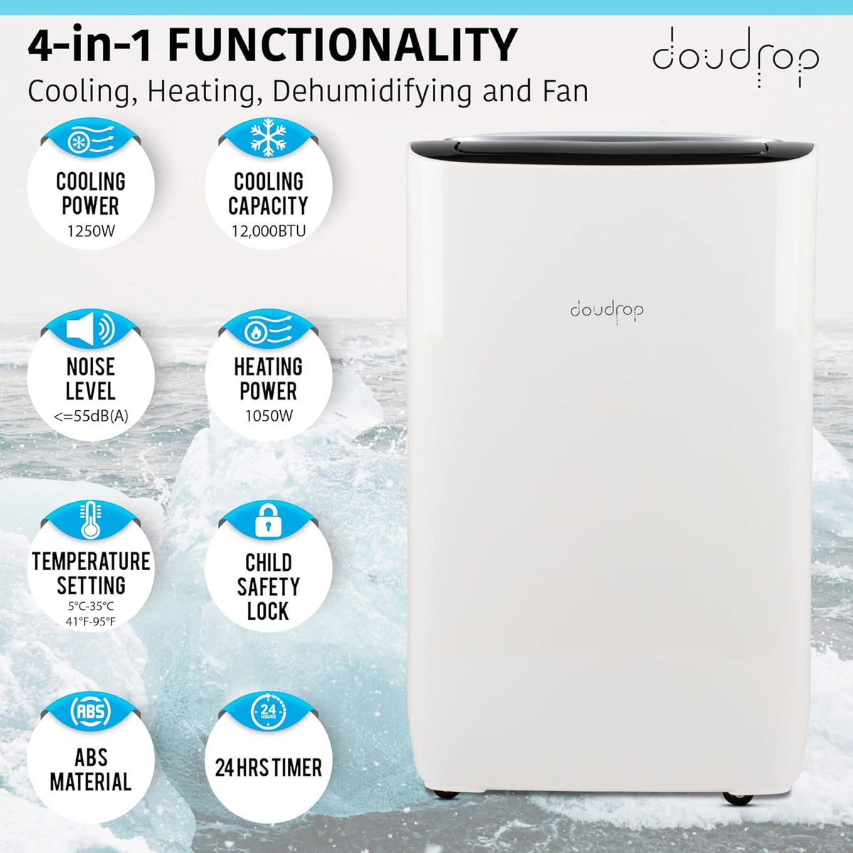 12000 BTU Portable Air Conditioner with Activated Carbon Filter and Remote Control C900001